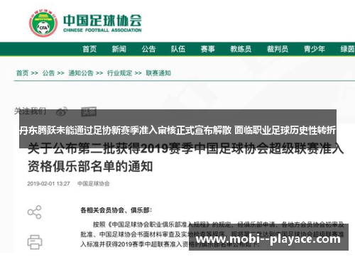 丹东腾跃未能通过足协新赛季准入审核正式宣布解散 面临职业足球历史性转折 丹东腾跃未能通过足协新赛季准入审核正式宣布解散 面临职业足球历史性转折